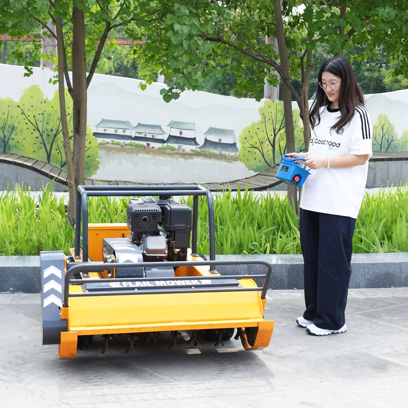 Customized Remote-Controlled Lawn Mower, Self-Propelled Crawler Mower for farm orchard grass cutting work,robot flail mowers