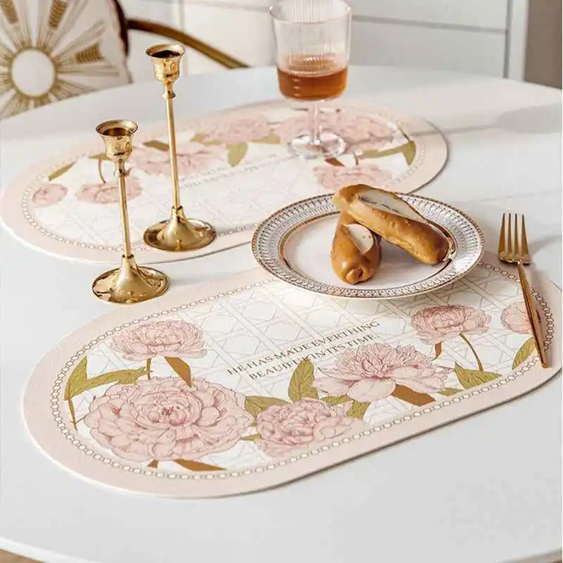 

Oil And Heat Resistant High-End Hand-Painted Champagne Peony Flower Thick Lychee Pattern Elegant Girl Pink Dining