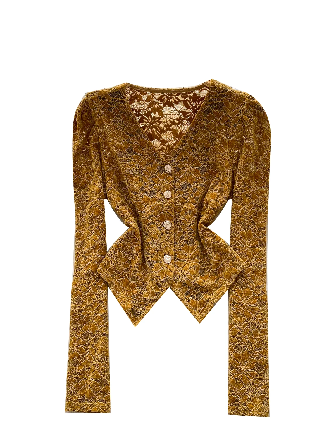 قمصان وبلوزات دانتيل بنية اللون برقبة على شكل حرف v عتيقة 90s جمالية أنيقة Y2k 2000s قميص طويل الأكمام ملابس ربيع الخريف 2025