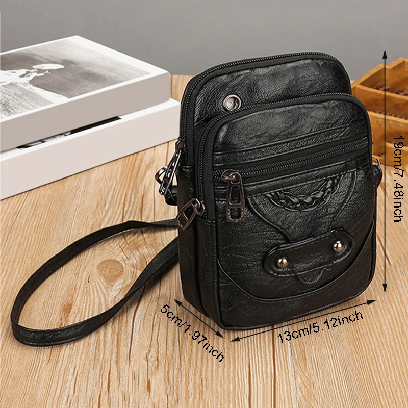 Multi-Functional Soft Leather Small Shoulder Bag For Women Vintage Crossbody Bag Cash Purse Cell phone Baga Handbag Purse