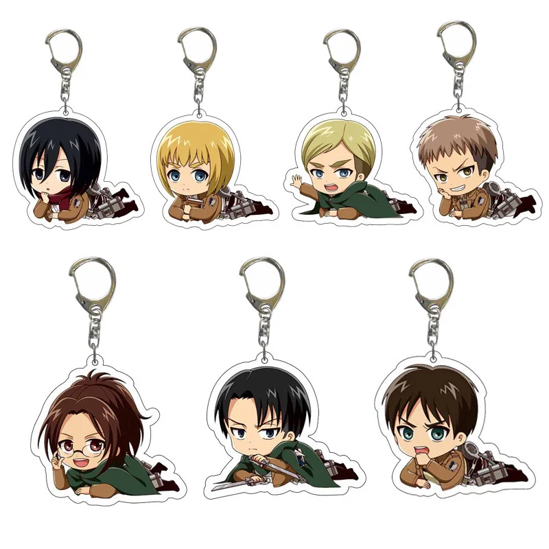 Attack On Titan Anime Peripheral Acrylic Figure Display Keychain Pendant Eren Mikasa Levi Creative Decorative Gift Accessories view 3
