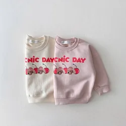 2025 Autumn New Girls Cute Bear Letter Print Sweatshirt Cotton Children Versatile Pullover Baby Casual Tops Kids Clothes