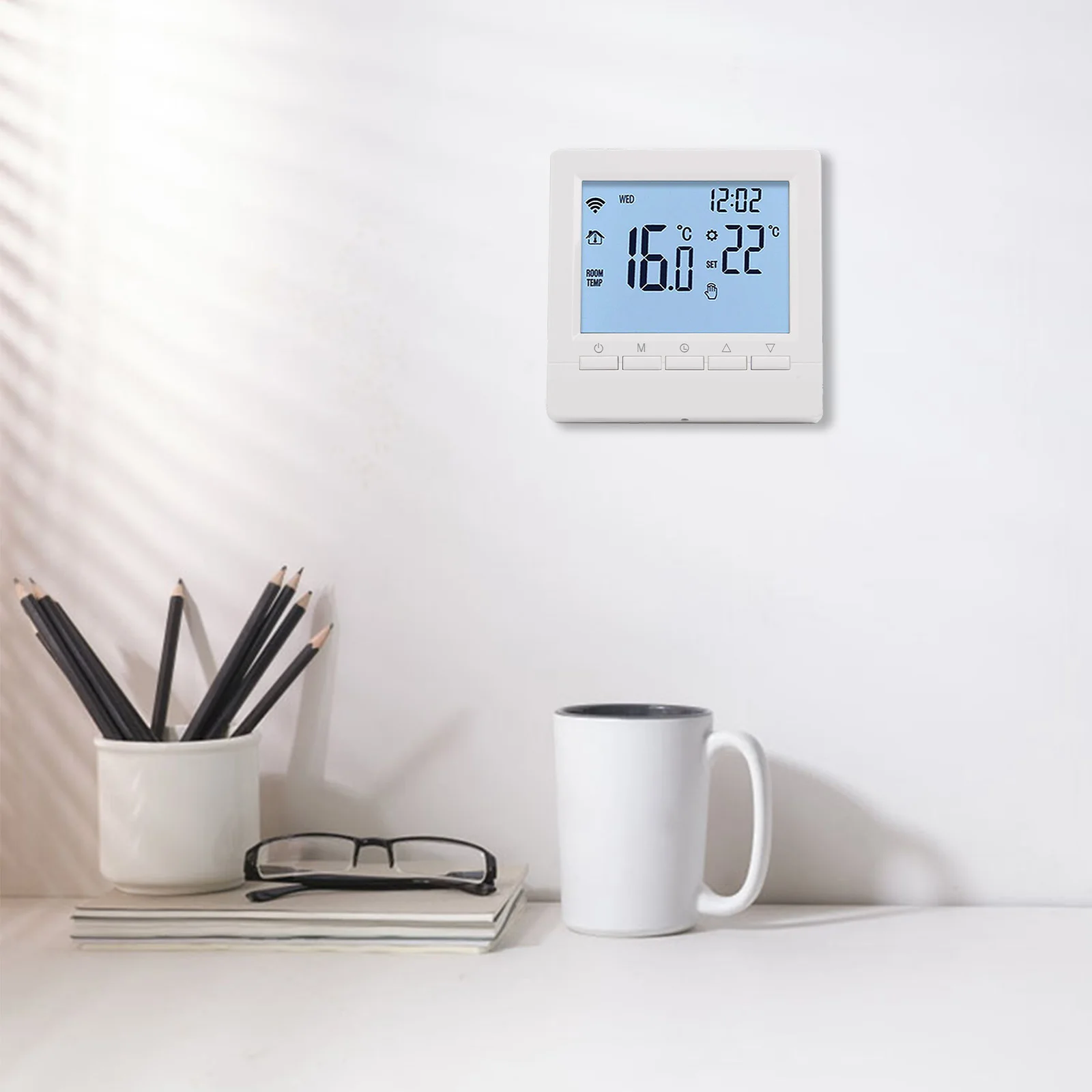 External Sensor Thermostat Home Improvement Wall Mounted AC85 240V Programmable Temperature All Touch Screen Controlling