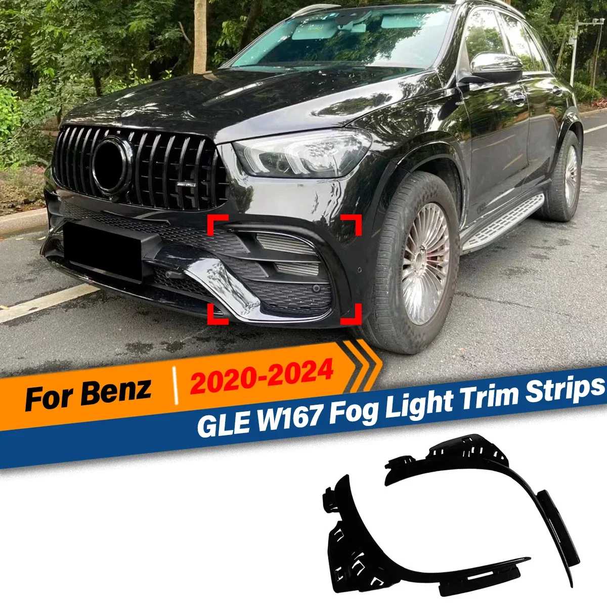 

For Mercedes-Benz GLE W167 2020 2021 2022 2023 2024 Fog Light Trim Strips Frame Body Kit Car Accessories Cover Exterior Trim