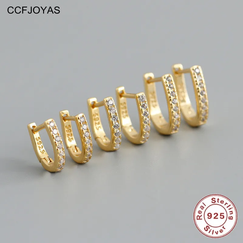 

Серьги-кольца с цирконом CCFJOYAS для женщин, из серебра 925 пробы, белый, U-образный, 6/7/8 мм