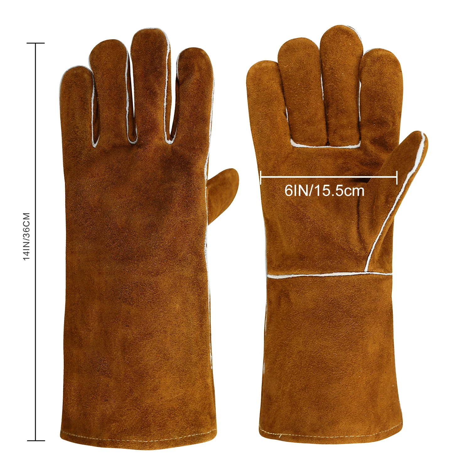 OLSON DEEPAK Welding Gloves Fire Heat Resistant Gloves Split Cowhide Gloves Kevlar Gloves Grill Gloves Mitts for BBQ,Oven