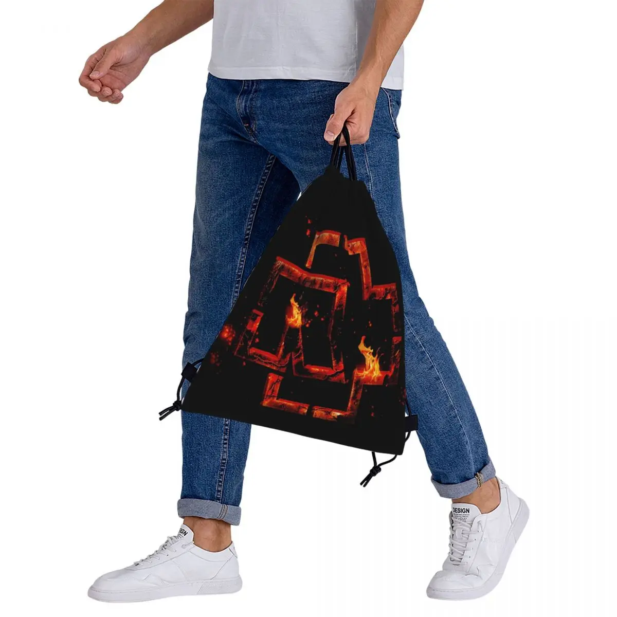 "Ramming pedra" mochilas casuais, sacos de cordão portáteis, bolsa de bolso, melhor para viagens e estudantes