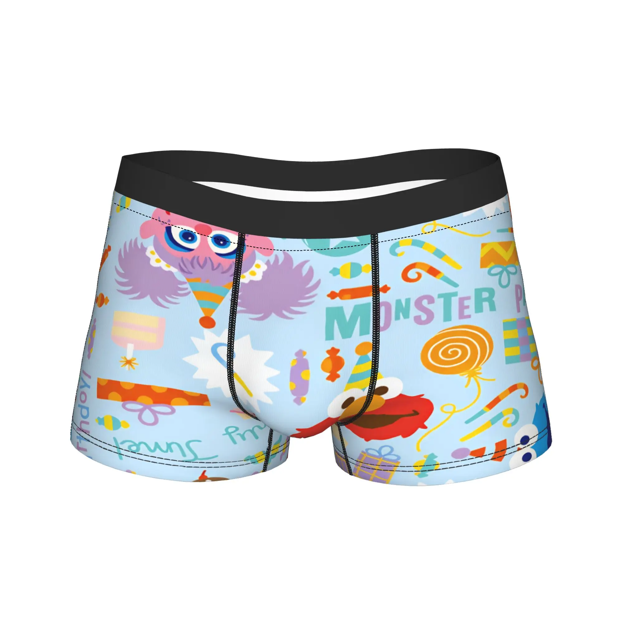 Sesames Streets Underwear  Men Underpants Printed Novelty Boxershorts Hot Sale Boxer Brief Large Size