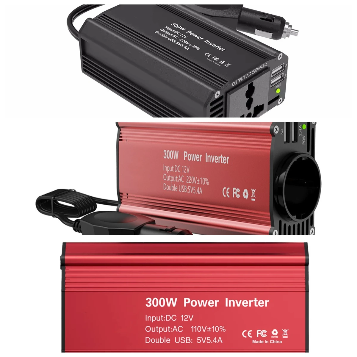 300wカーインバーター-12vから110v-220vへ-車載用dc-acインバーター