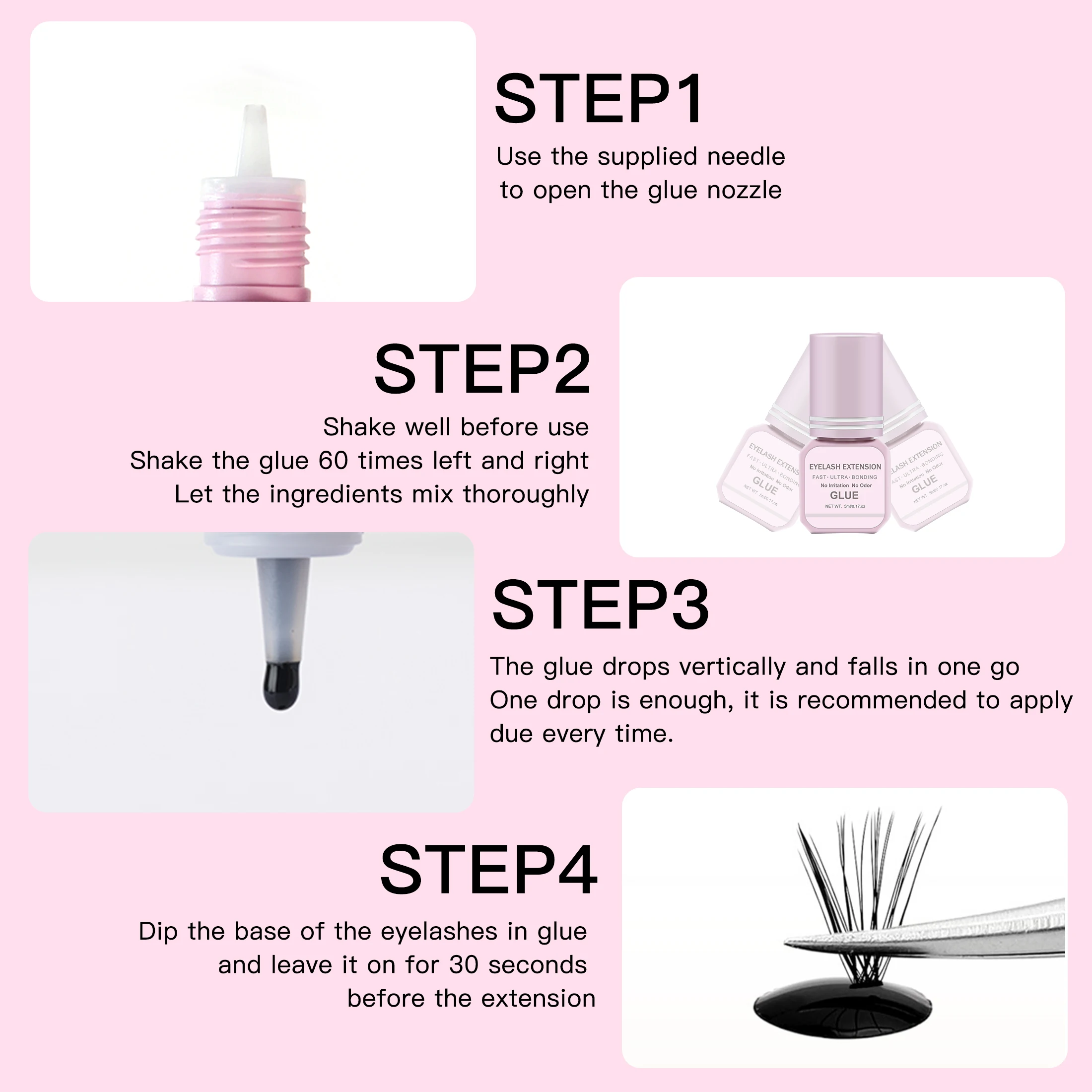 Wimpernverlängerungskleber, 5 ml, schnell trocknend, einzelner Wimpernkleber, falscher Wimpernkleber, Wimpernverlängerungs-Make-up-Werkzeug, DIY-Cluster-Wimpernkleber