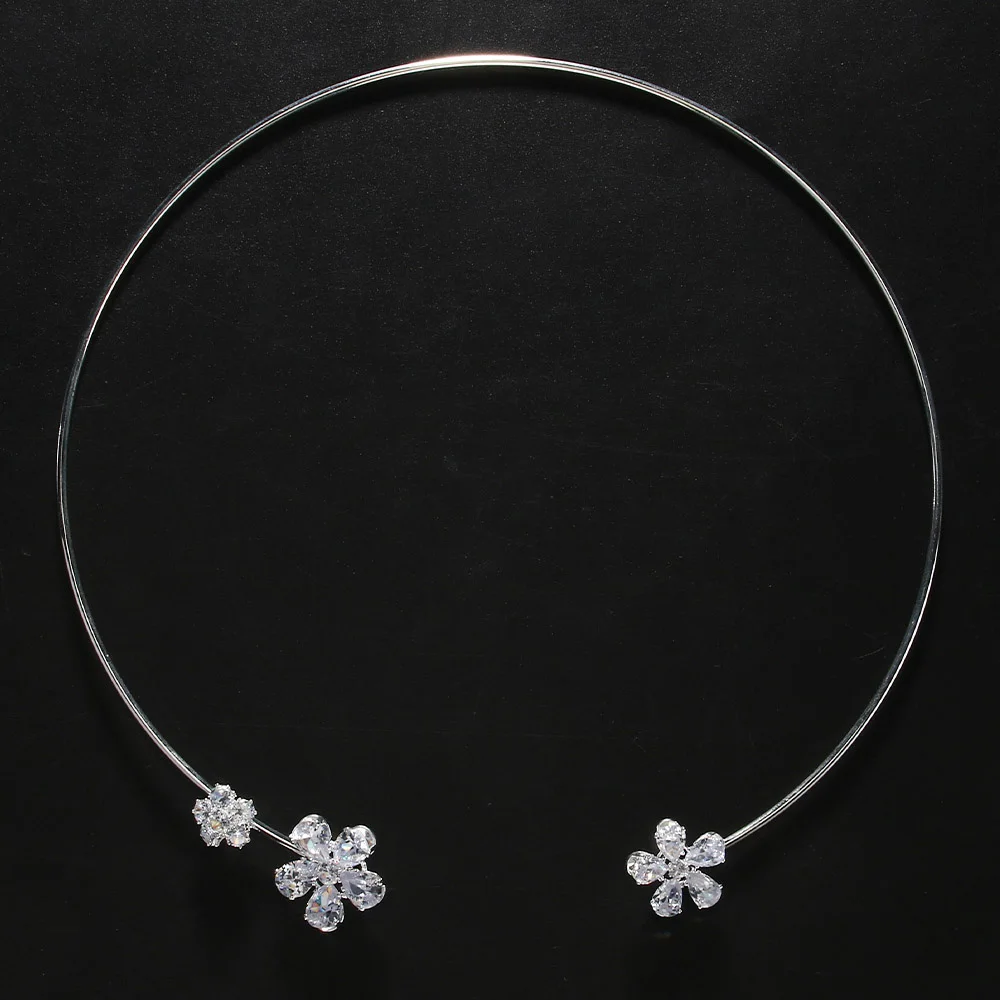 Stonefans Fashion Crystal Flower Collar Necklace Jewelry for Women Simple Metal Open Choker Torques Jewelry Accessories Gift