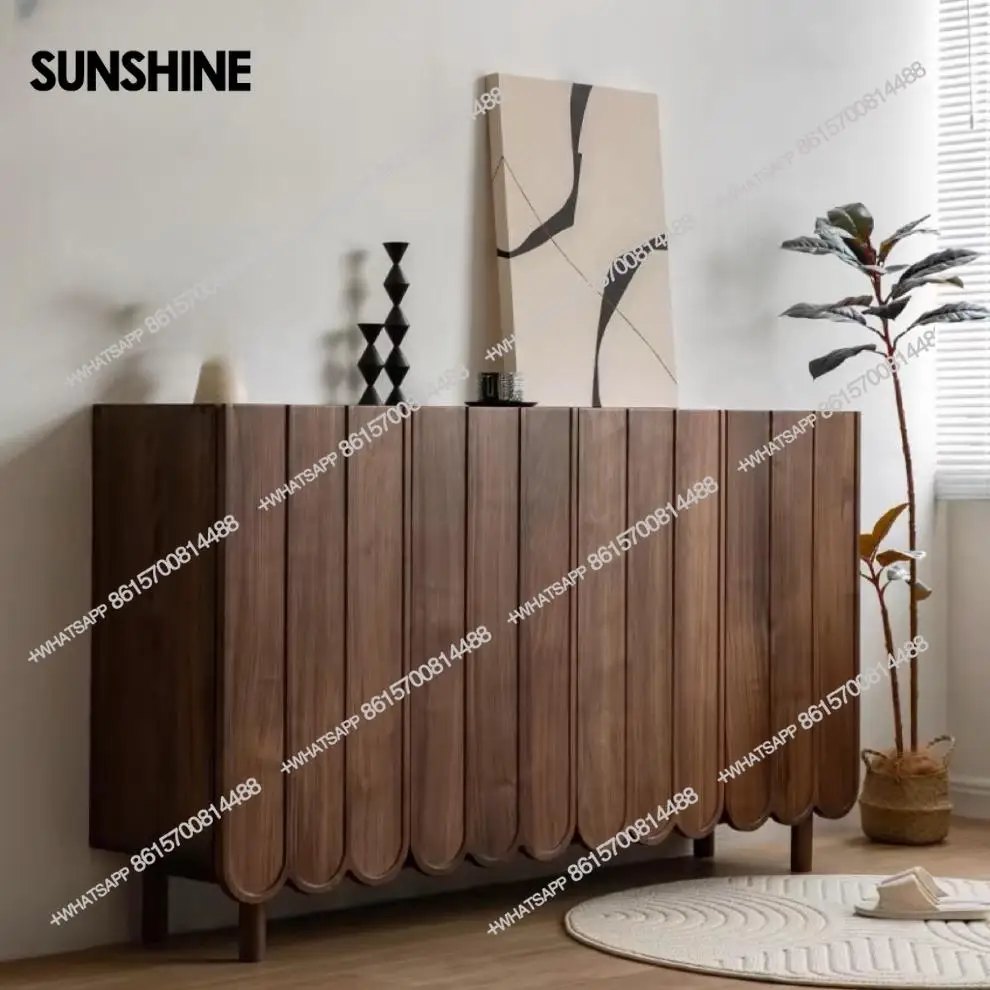 

Nordic walnut solid wood shoe cabinet, simple cherry wood home door porch storage multi-layer storage cabinet