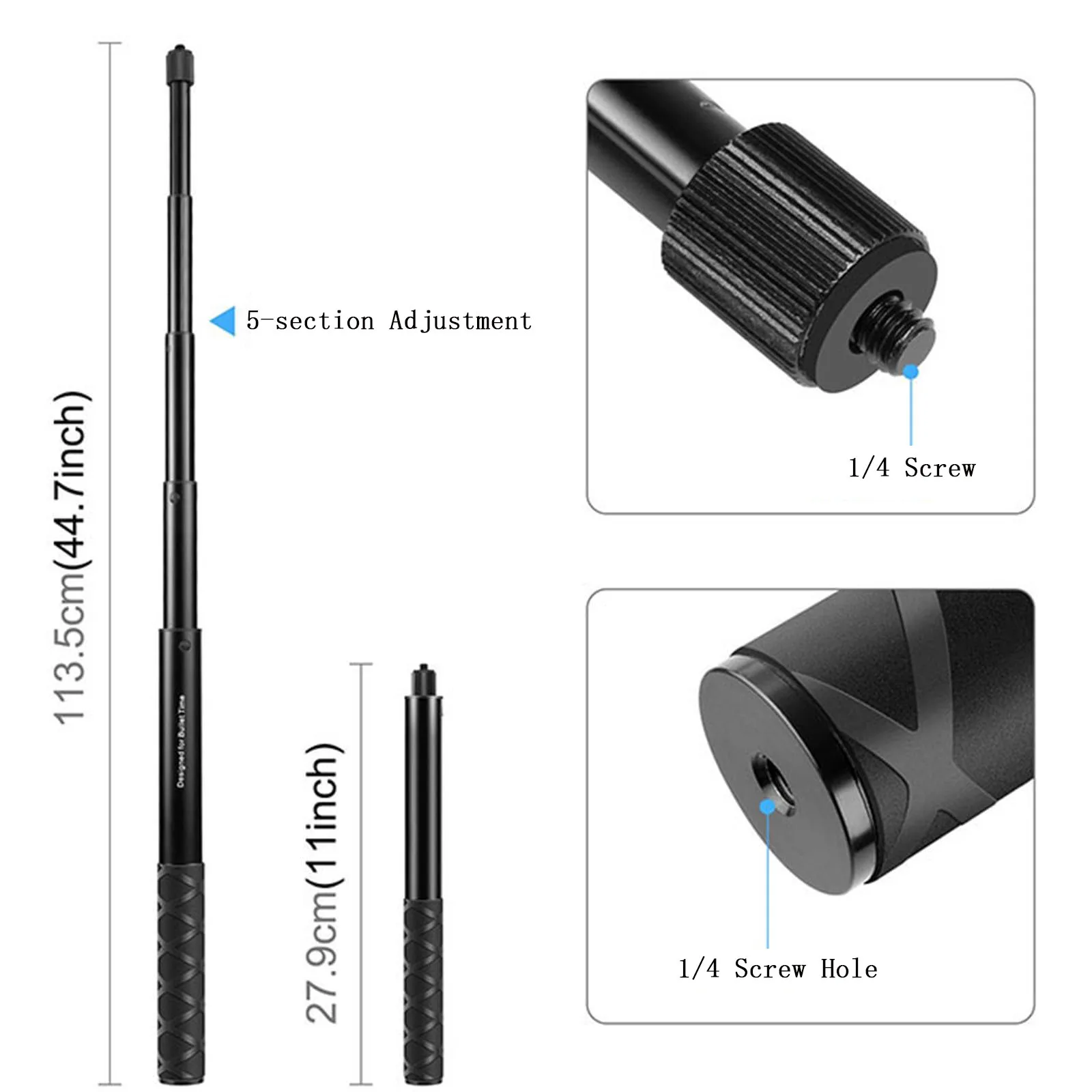 Motorcycle Bicycle Monopod Mount Selfie Stick Handlebar Bracket for Insta360 X4 X3 X2 GoPro 12 11 10 9 8 SJCAM Camera Accessory