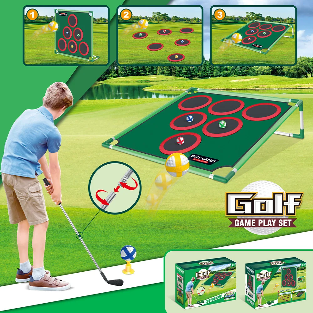 All in one 20balIs Golf Floor Game set Multiplayer Interactive Sports Party Games Golf Mat Set with Golf Club Sticky Balls