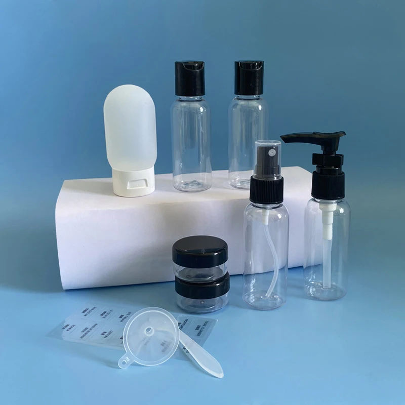 Travel Refillable Bottle Set Transparent Plastic PET Spray Lotion Cream Cosmetic Portable Sub-Bottling Tools Accessories Empty