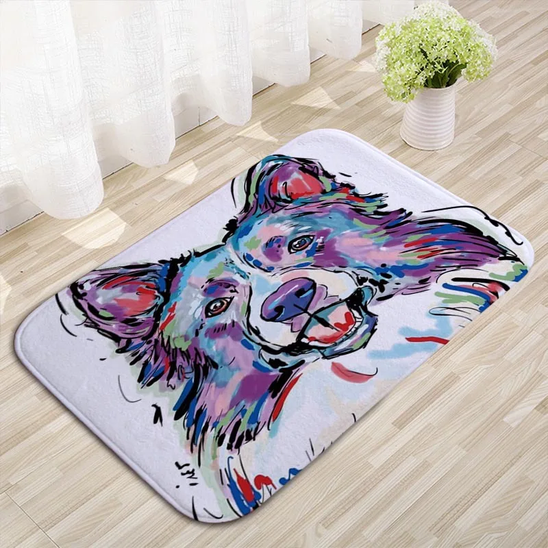 Cute Chihuahua Dog Print Bath Mat Soft Non-Slip Floor Rug Watercolor Puppy Design Doormat for Bathroom Bedroom Gift