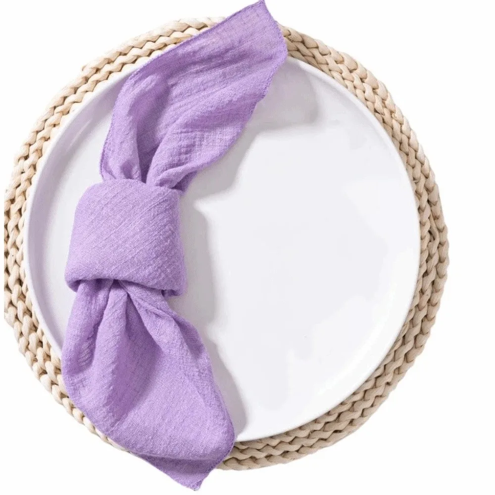 2PCS 42*42 cm Lock Edge Napkins Minimalist Soft Gauze Napkins Eco-Friendly Handmade Bamboo Knot Napkins Wedding Decor