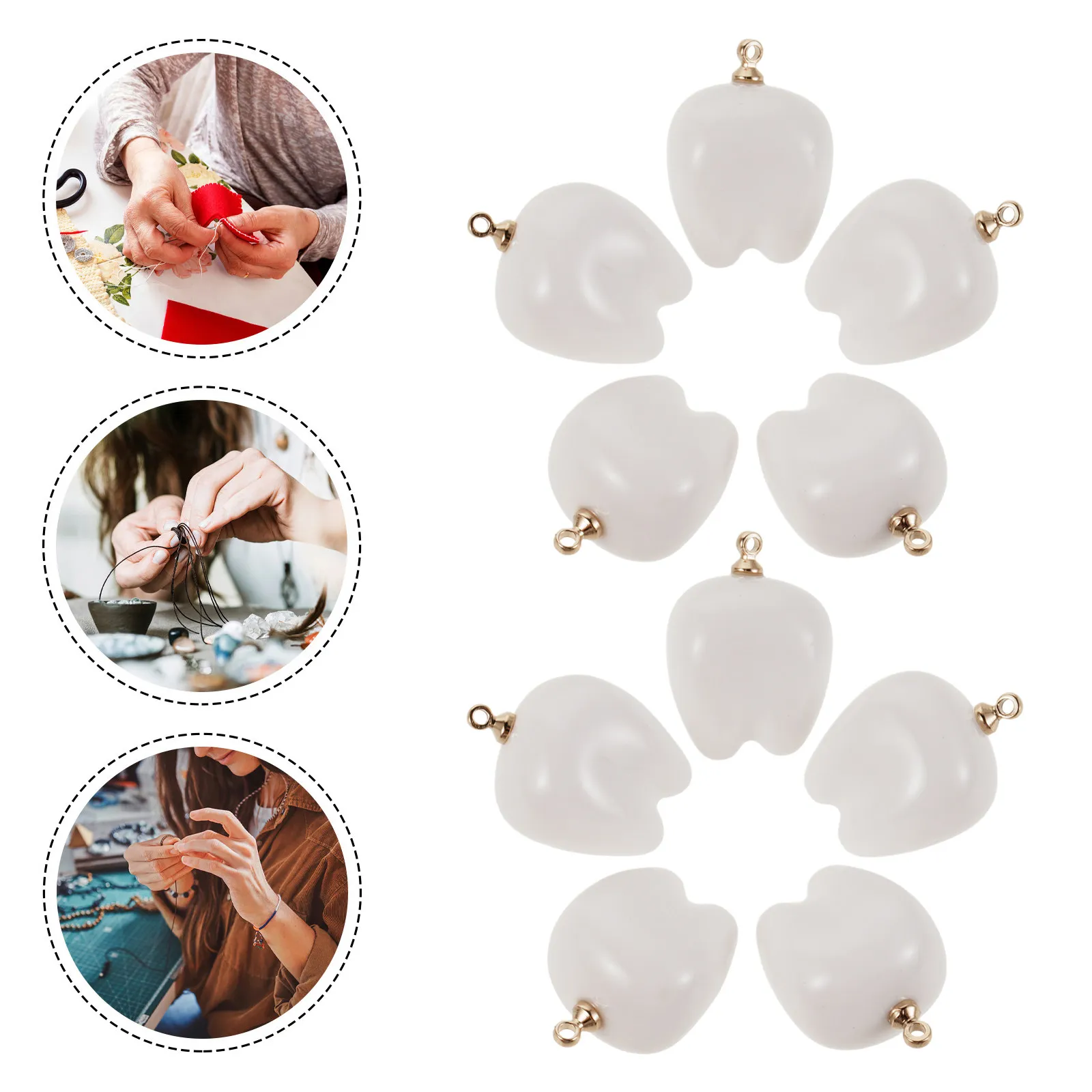 

10 шт. белых подвесок в виде зубов из смолы, милые подвески-молочные зубки для изготовления украшений своими руками: серег, ожерелий, браслетов, подарок для стоматолога