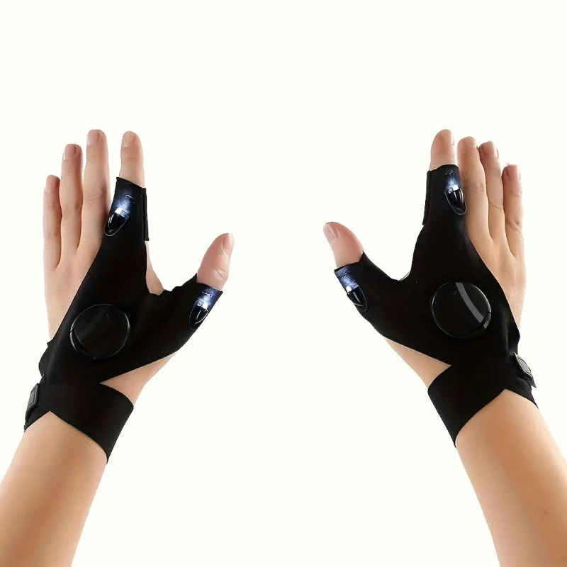 A pair of portable LED flashlight luminous gloves - breathable lighting luminous gloves, cool finger light lighting gloves