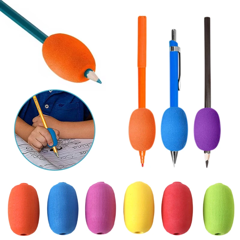 Hot 3/6pcs Soft Foam Grips For Pens And Pencils, Writing Practice Pencil Holder Cushion Grip For Handwriting Drawing Ergonomic