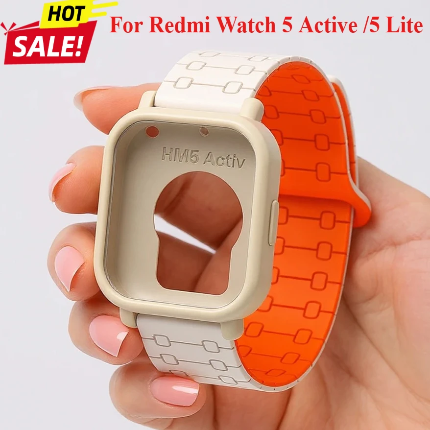 

Чехол + силиконовый ремешок для Xiaomi Redmi Watch 5, активный полный чехол для экрана, защитная пленка из ТПУ, магнитный спортивный ремешок для Redmi Watch 5 Lite