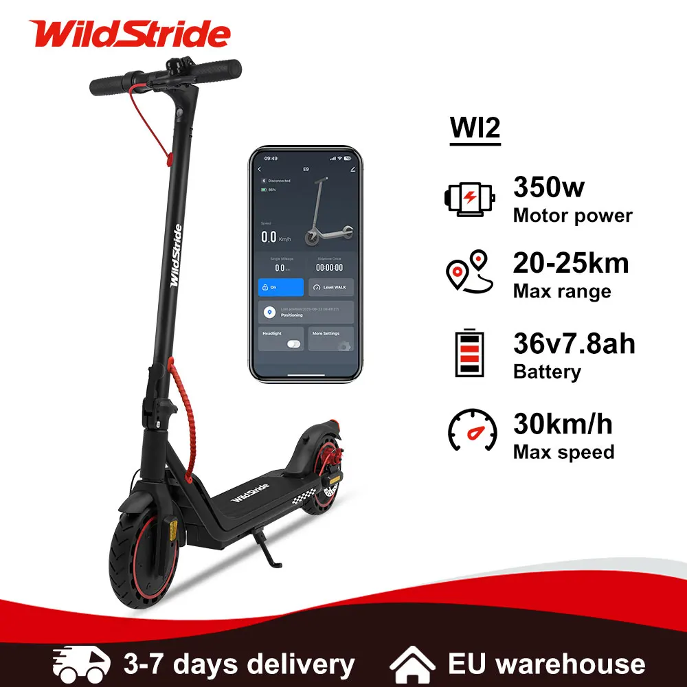 Trottinette électrique Wildstride WI2, moteur 350W, 36V 7.8Ah, 30 km/h, autonomie 25 km, pneu nid d'abeille 8,5 pouces, application, pliable, trottinette électrique pour adultes