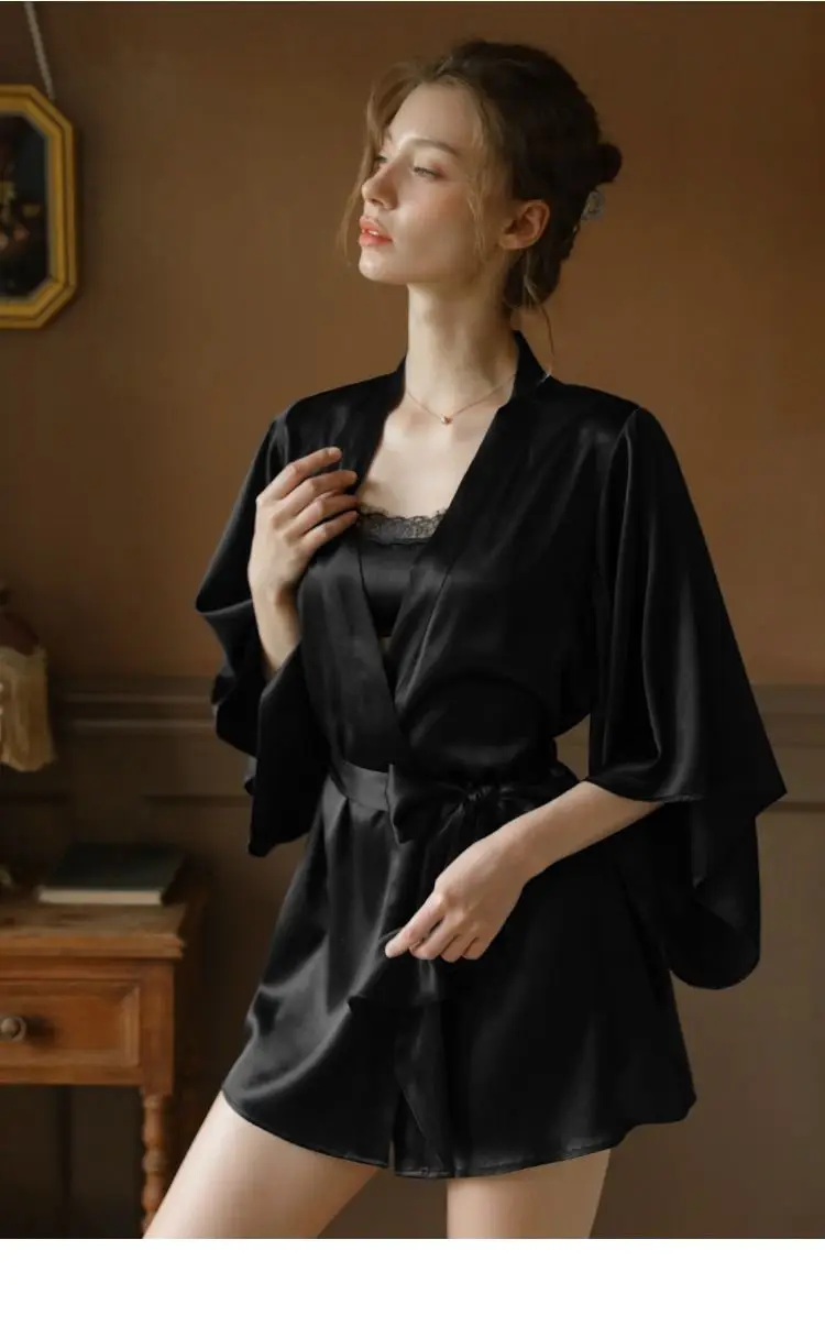 Mulberry Silk Nightdress For Women Night Robe Sexy Lingerie Soft Sleepwear Smooth Robe Dress Nightgown Bathrobe Ladies Pajamas