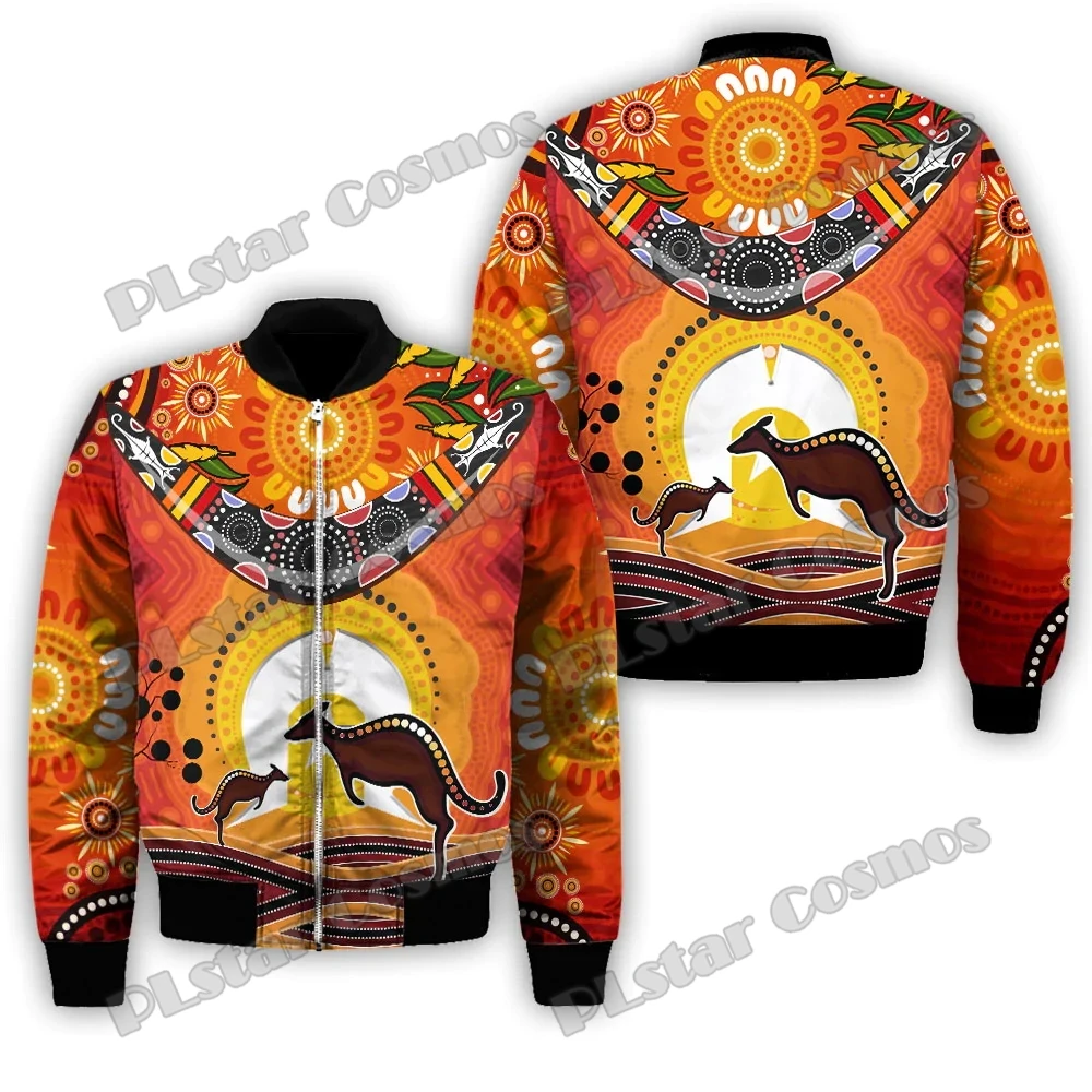 

Aboriginal Indigenous Australia Kangaroo 3D Printed Men's Bomber Jackets Winter Unisex Casual Warm Zipper Jacket Coat FJK13