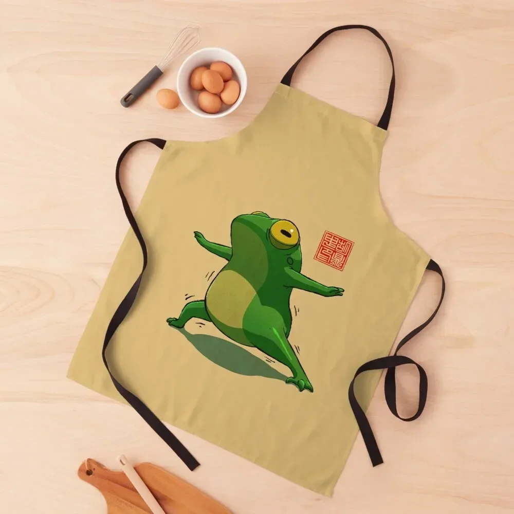 

Yoga Frog Warrior One Pose Apron Customizable Woman Kitchen Supplies Idea Goods Kitchen Items For Home Apron