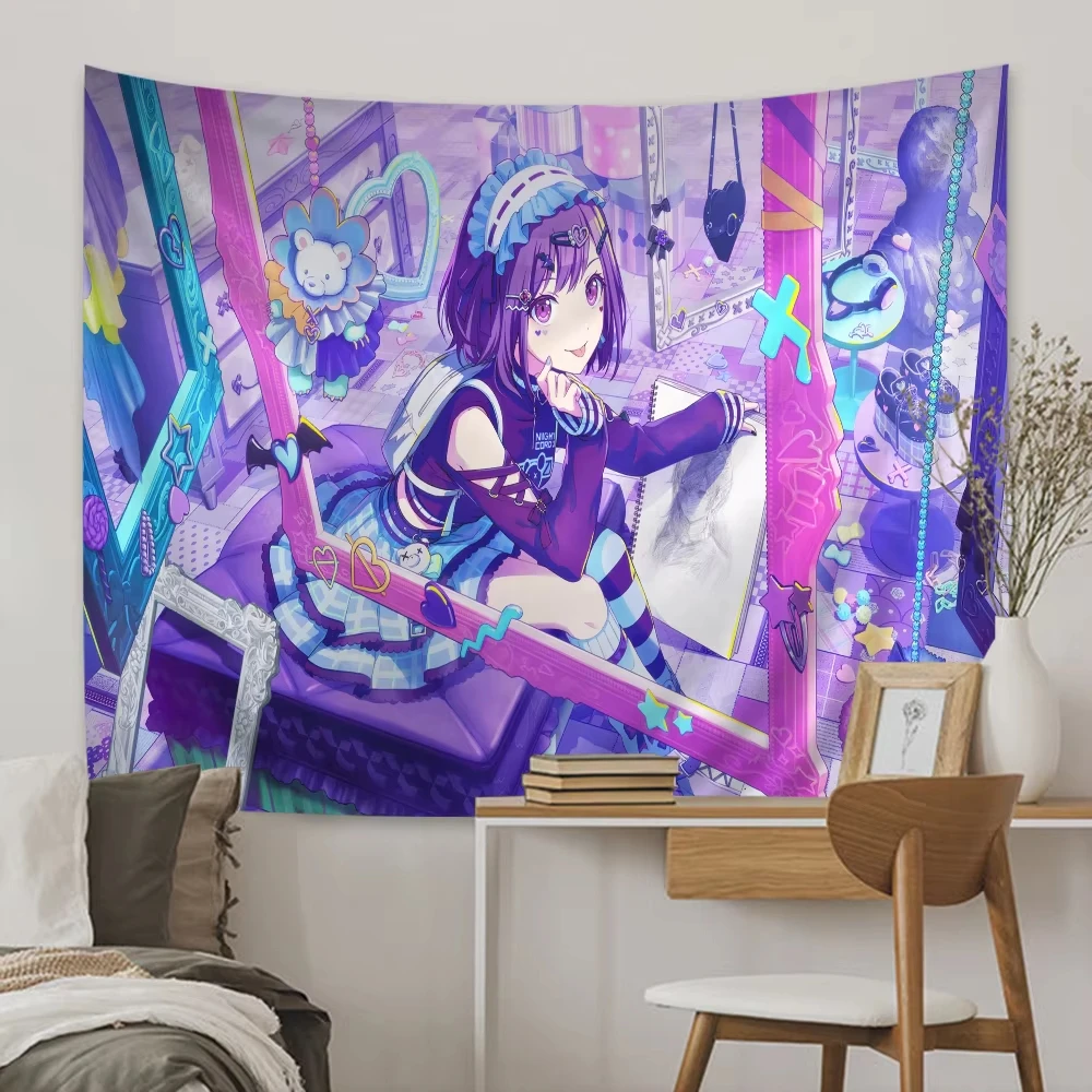 Projekt-Sekai Wandteppich, Anime-Wandteppich, Wandbehang, Tuch, Heimdekoration, Kopfteil, ästhetische Raumdekoration, Hintergrund, Tuch, Party-Banner