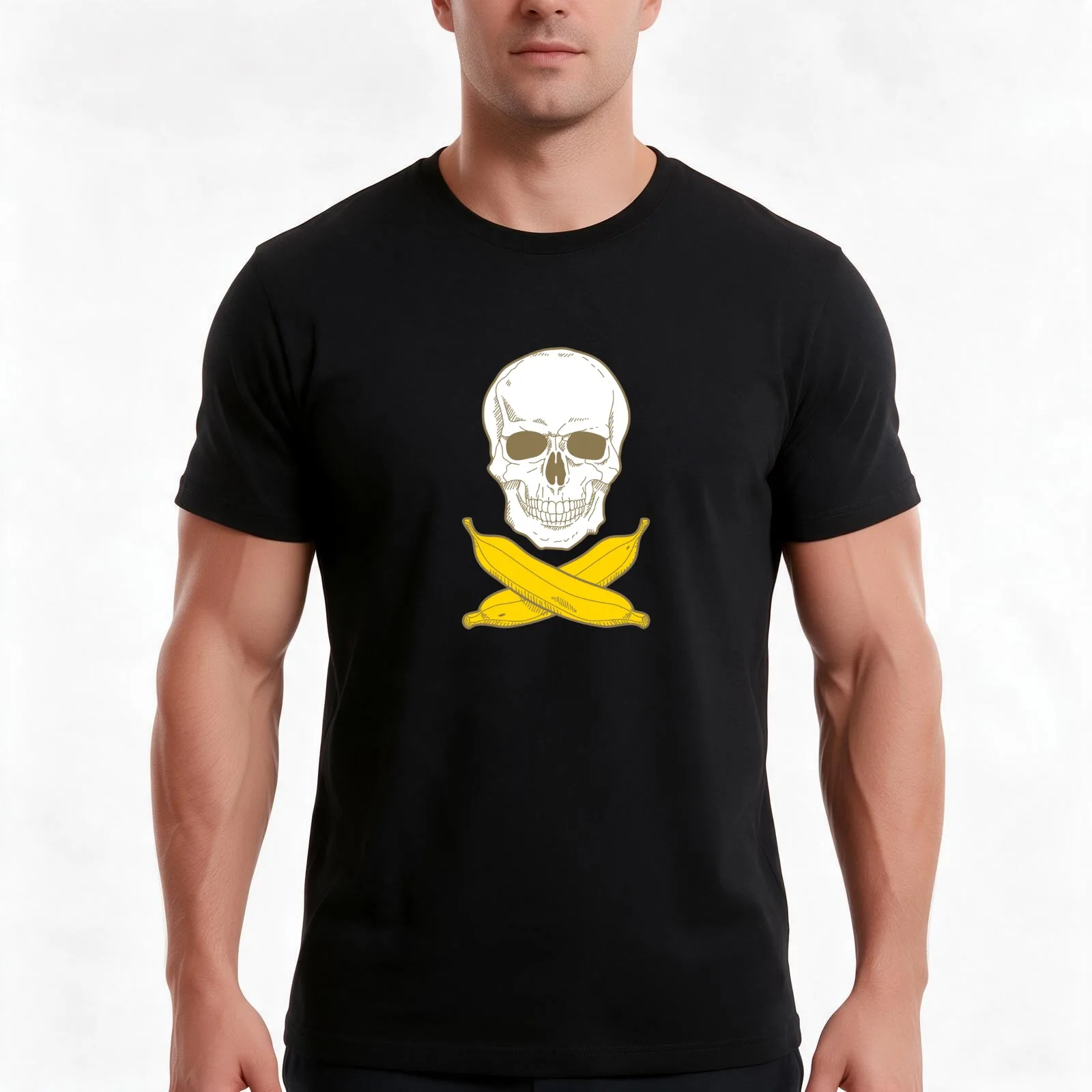 Banana Pirate T-Shirt, Summer Casual Cotton Tee, Oversized Streetwear Tops, Vintage Graphic Print, Loose Fit Short Sleeve