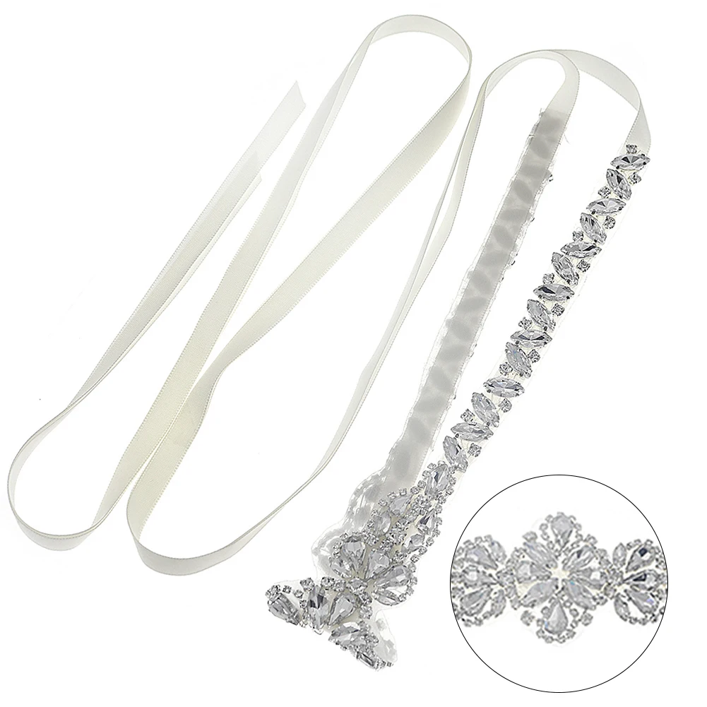 Bridal Belts Bling Wedding Women Jewelry Silver Rhinestone Pearl Crystal Sparkly Party Formal Dress Diamond Sash image 6