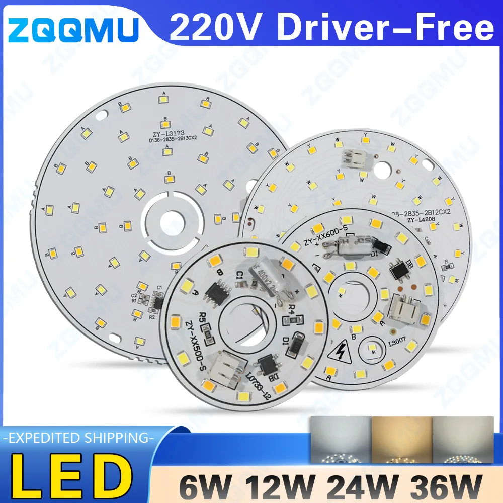 LED 6W 12W 24W 36W AC220V Downlight Without Driver Integrated PCB Chip for Direct AC DIY Home Lighting Retrofit Kit Energy