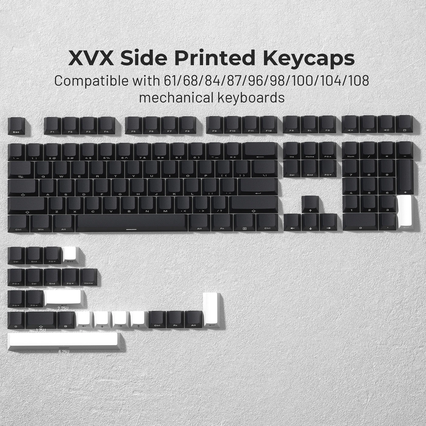 メカニカルキーボード キーキャップ PBT 白 黒 ダブルショット