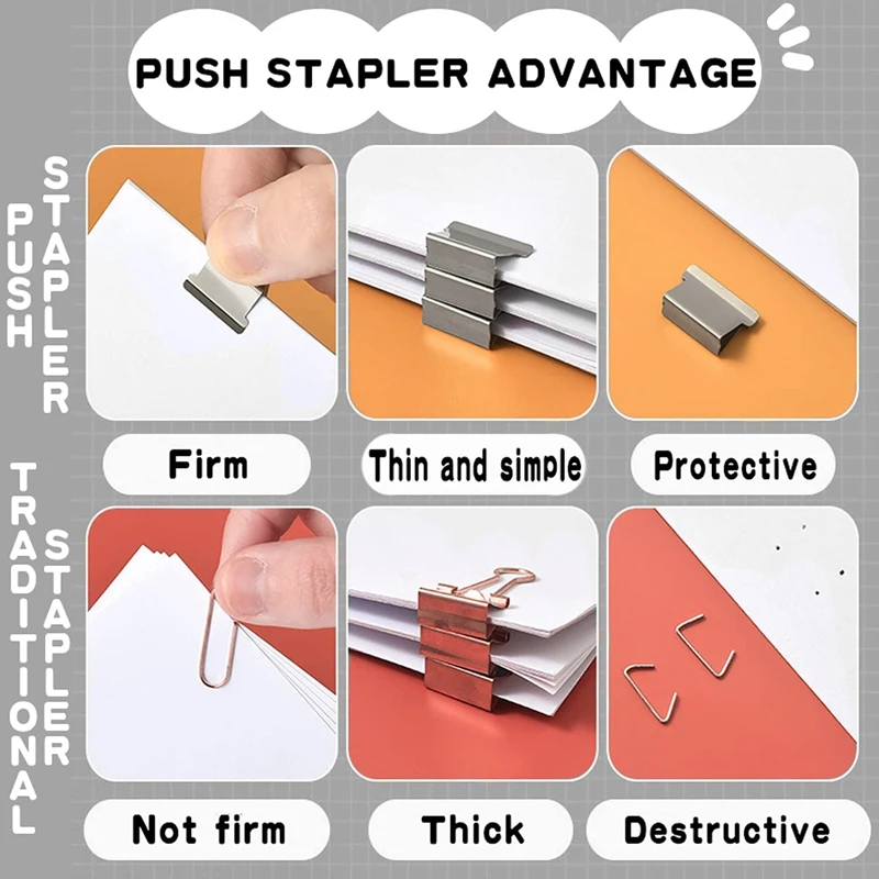 Perlengkapan kantor Stapler dorong perlengkapan sekolah untuk pelajar perguruan tinggi Stapler Mini untuk meja Set Stapler kecil