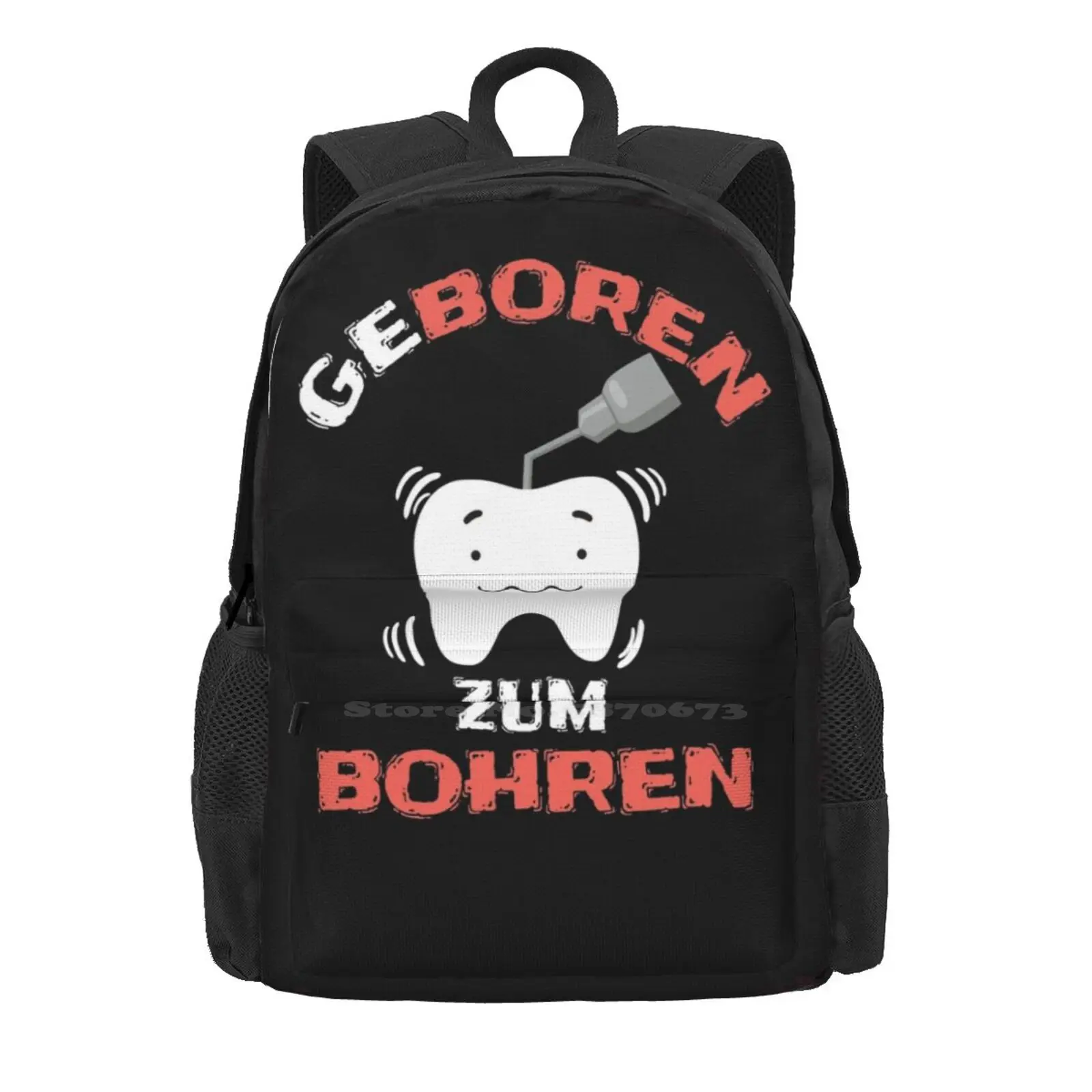 Geboren Zum Bohren Zahnarzt Zahn Shirt Design Bag Backpack For Men Women Girls Teenage Zahn ? Rztin Bohren Zahnarzthelferin