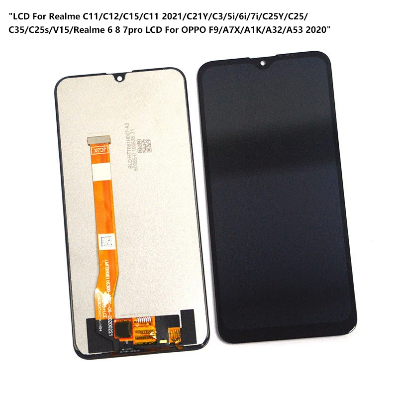 1 SZTUK Wymiana zespołu wyświetlacza LCD telefonu dla Realme C2 C11 C12 C15 C11 2021 C3 5i 6i 7i C25Y C25 C35 C25s V15 6 8 7Pro