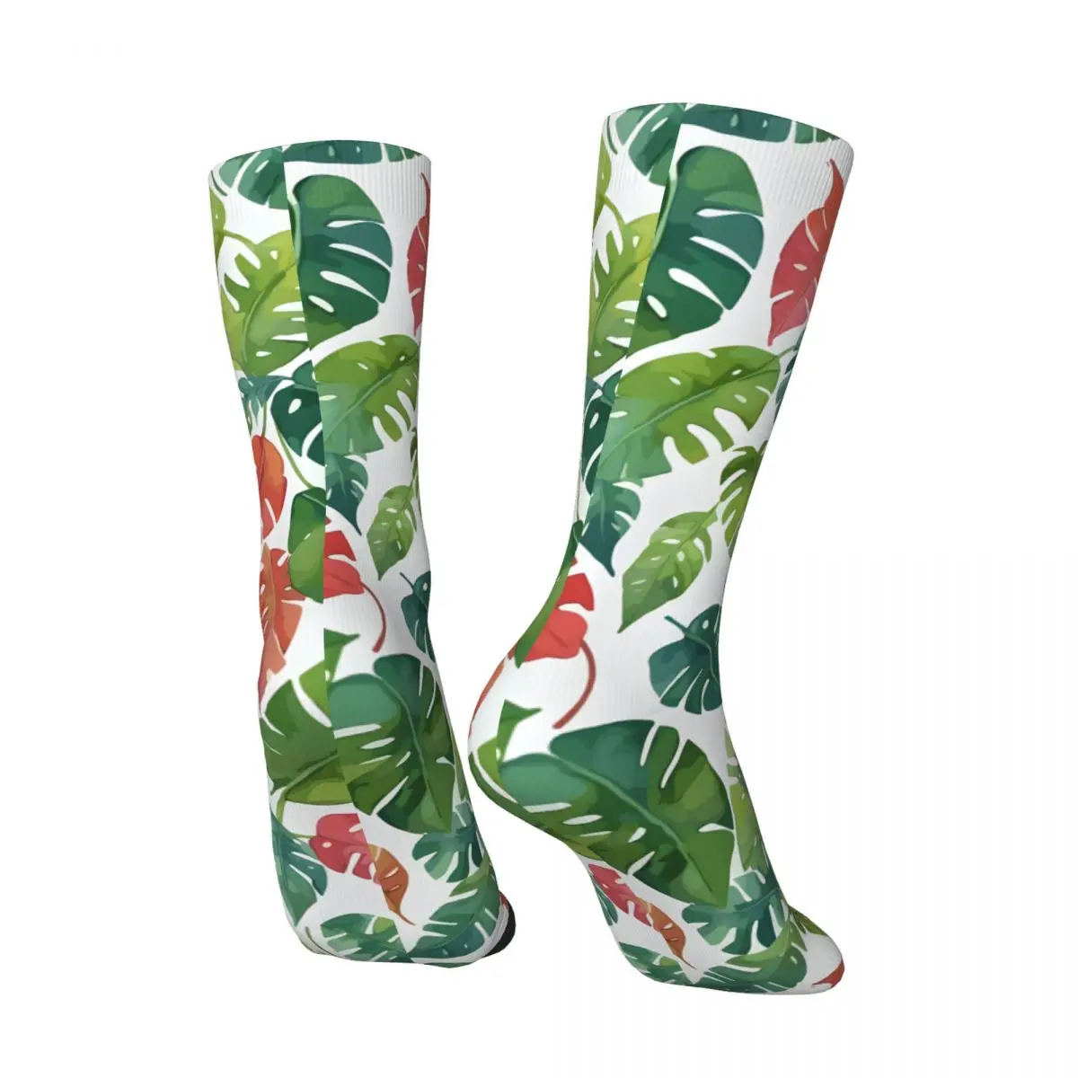 Crazy compression Tropical Leaves Sock for Men Harajuku Seamless Pattern Crew Sock Casual