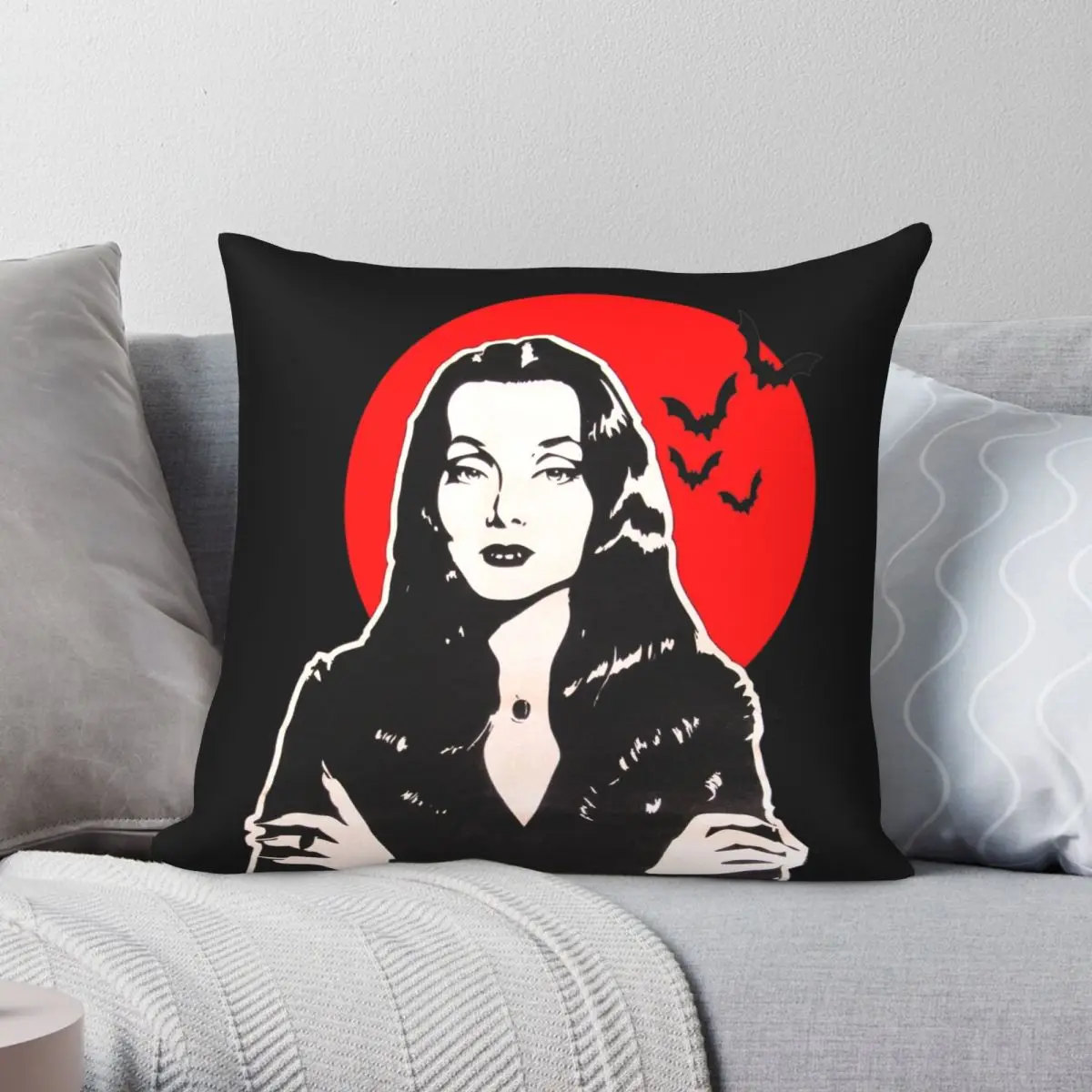 Morticia Addams Square Pillowcase Polyester Linen Velvet Pattern Zip Decor Throw Pillow Case Car Cushion Cover