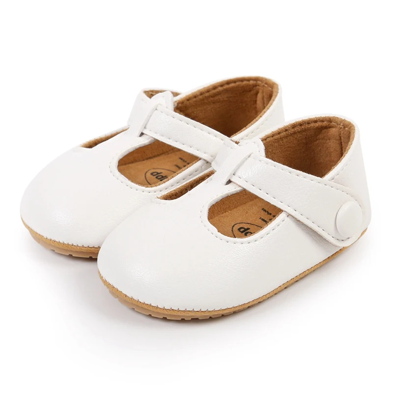 Spring Summer Autumn Kids Shoes T Strap Leather Shoes For Girls Boy Non-slip Toddlers Mary Janes Baby Children Buckle Strap Flat