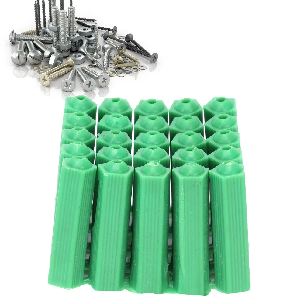 100pcs Durable Multi-Pack Drywall Plugs Green 1/4