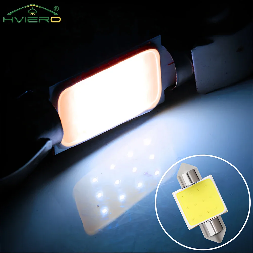 10 pçs branco cob festão cúpula luzes lâmpada de leitura 31mm 36mm 39mm 41mm c5w c10w auto led porta backup lâmpada cauda lâmpadas dc 12v modificar