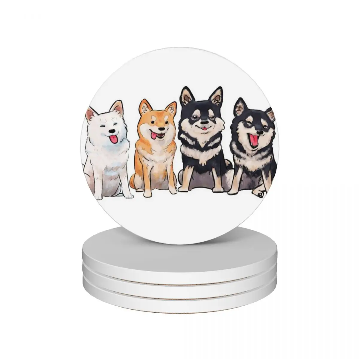 

Shiba Squad Ceramic Coasters (Set of 4) plate white Tea cups Coasters