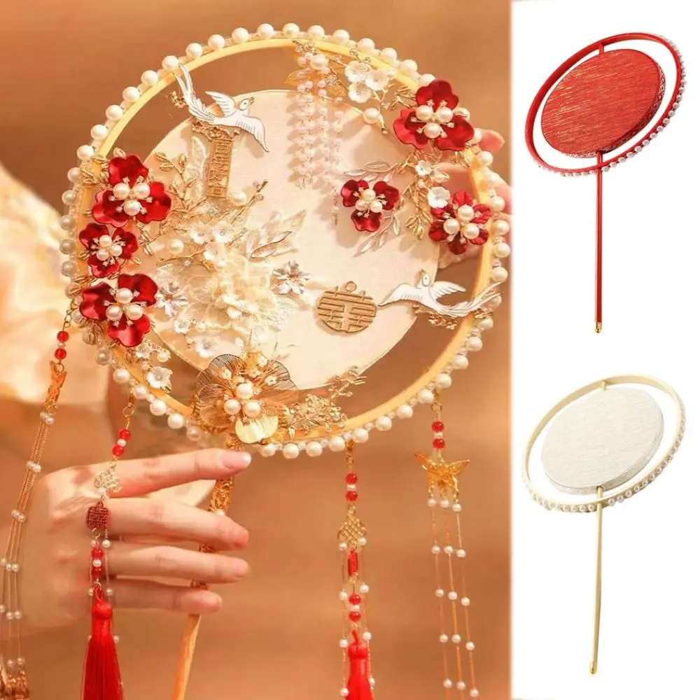 Chinese Style Bridal Group Fan Ancient Handmade Covering Face Fan Hand Fan Double Sided Hanfu Cosplay Fan Chinese Wedding