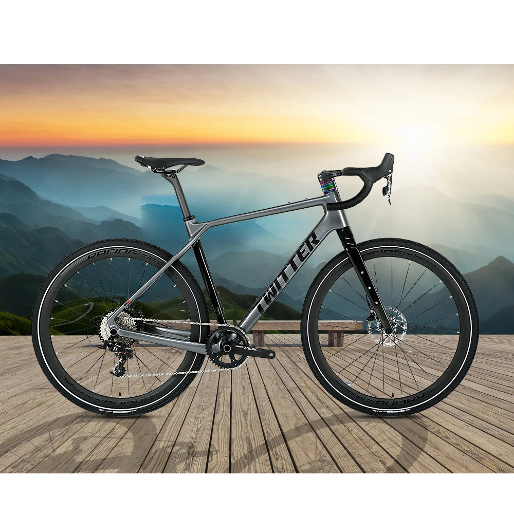 

TWITTER Gravel X 105R7000-22S hydraulic disc brake Fully hidden inner traces T900 carbon fiber road bicycles 700X40C gravel bike