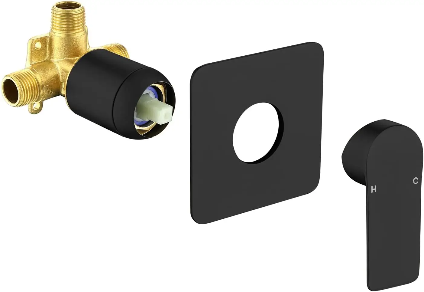 

Shower Valves Wall Mount Shower Faucet Rough-In Valve Bathroom Trim Kit Single Handle Tub Shower Valve Mixer Matte Black