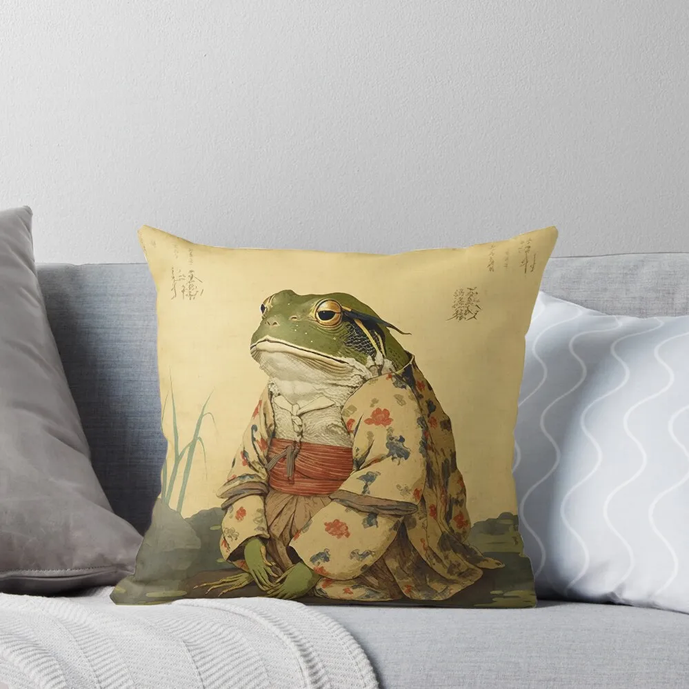 

Vintage Japanese Unimpressed Frog Throw Pillow anime girl Ornamental Pillow Cushions For Decorative Sofa pillow