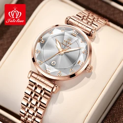 Fate Love 6642 Rose Gold Women's Watch Fashion Luxury Brand Waterproof Stainless Steel Quartz Watch Elegant Women's Gift Box Set