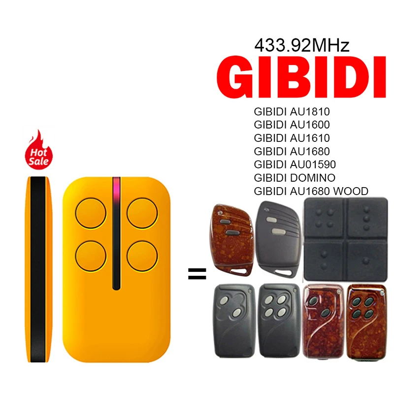 

For GIBIDI AU1810 AU1600 AU1610 AU01590 DOMINO AU1680 WOOD Garage Remote Control Garage Door Opener 433.92MHz Hand Transmitter