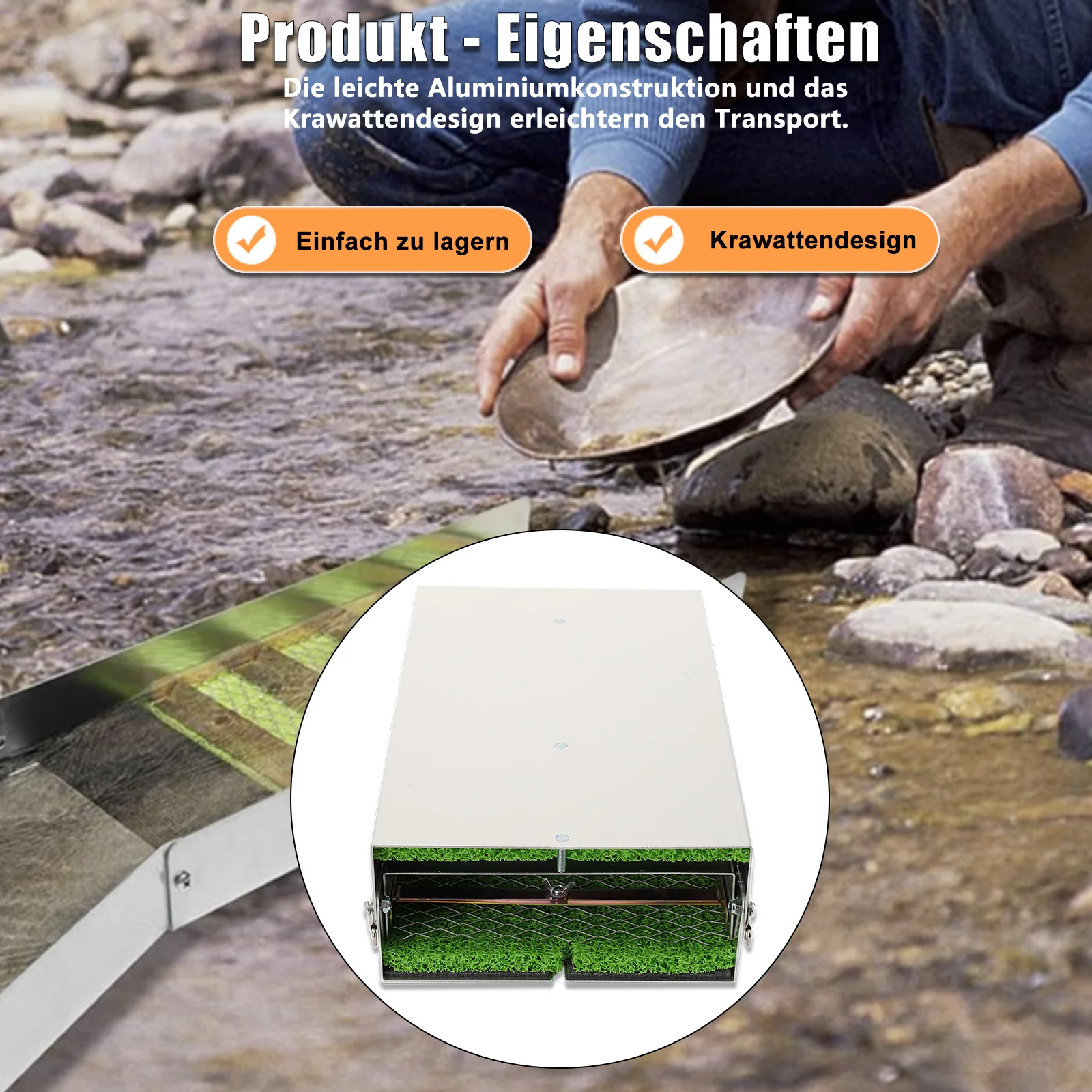 Faltbare Goldwaschrinne aus Aluminiumlegierung – Hochwertiges, tragbares Goldschürf- und Aufbereitungswerkzeug für die Goldgewinnung – Detail 9